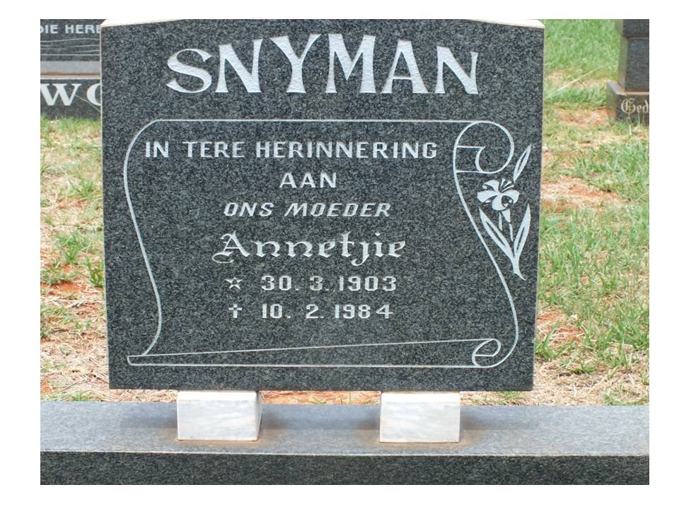 SNYMAN Annetjie 1903-1984