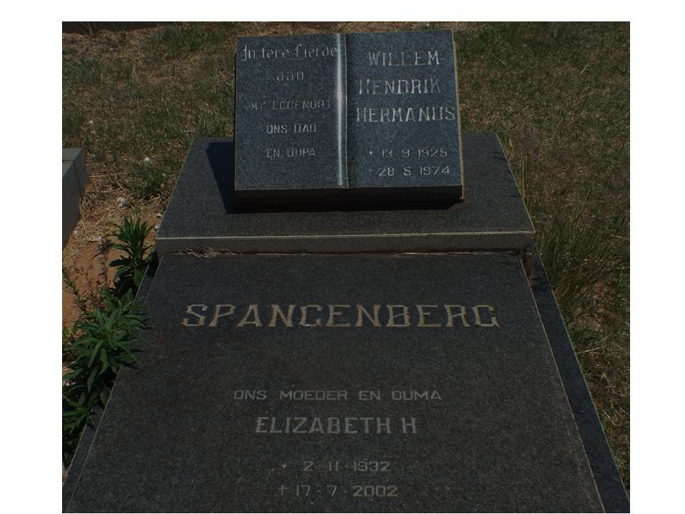 SPANGENBERG Willem Hendrik Hermanus 1925-1974 &amp; Elizabeth 1932-2002