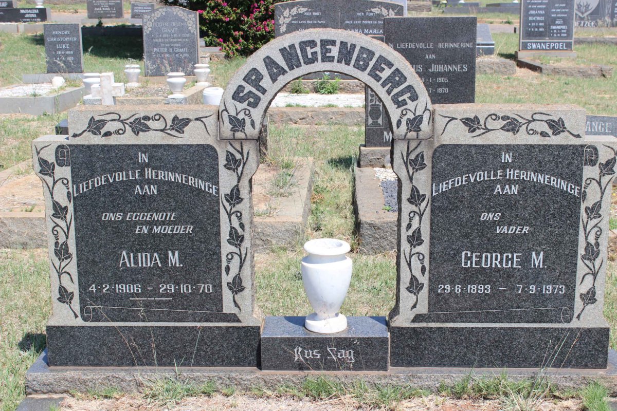 SPANGENBERG George M. 1893-1973 &amp; Alida M. 1906-1970