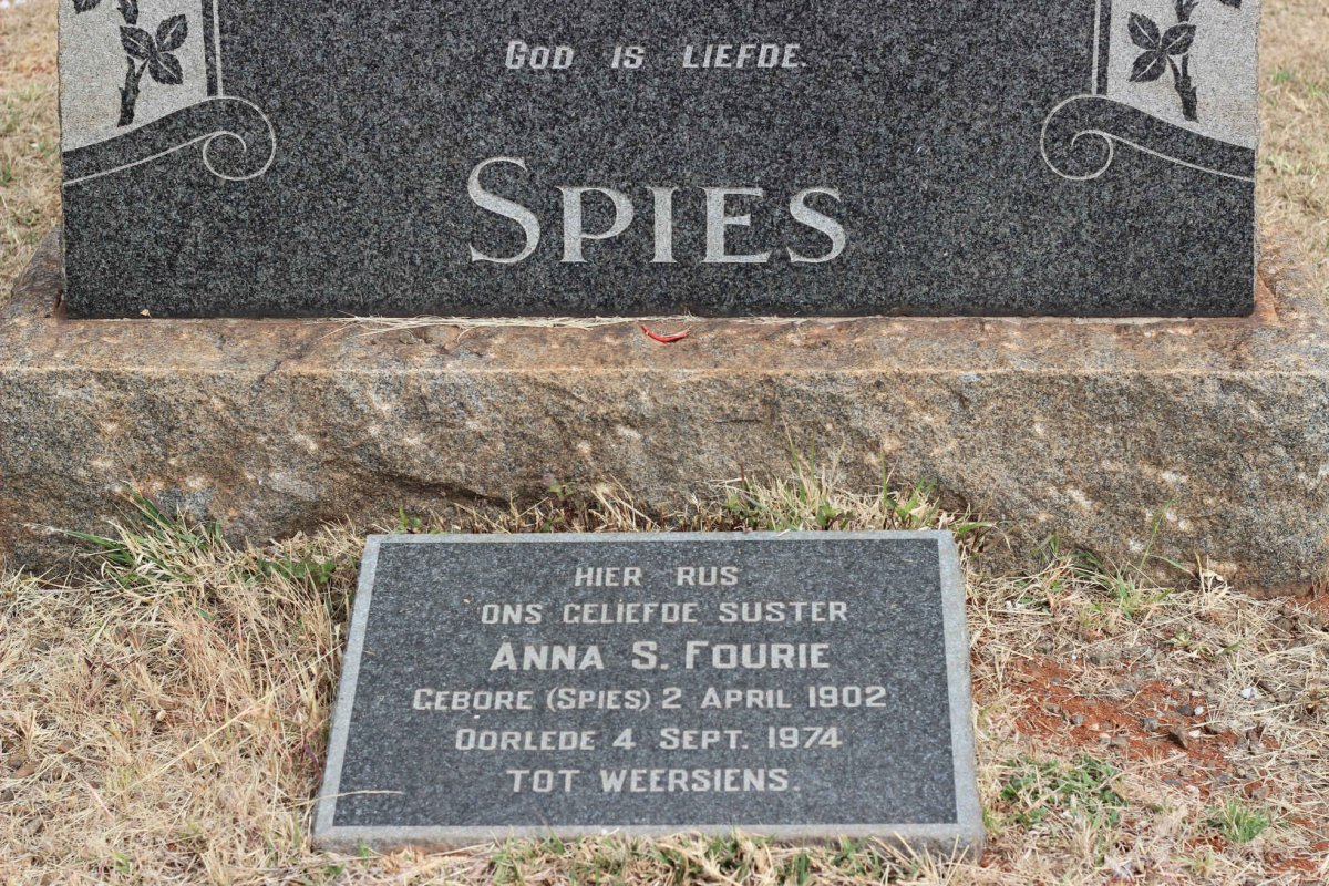 FOURIE Anna S. nee SPIES 1902-1974