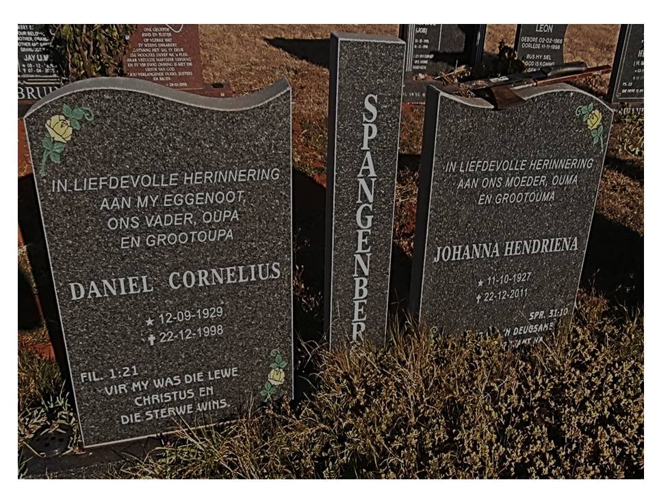 SPANGENBERG Daniel Cornelius 1929-1998 &amp; Johanna Hendriena 1927-2011