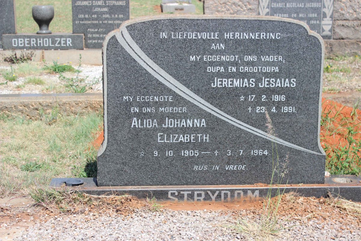 STRYDOM Jeremias Jesaias 1916-1991 &amp; Alida Johanna Elizabeth 1905-1964