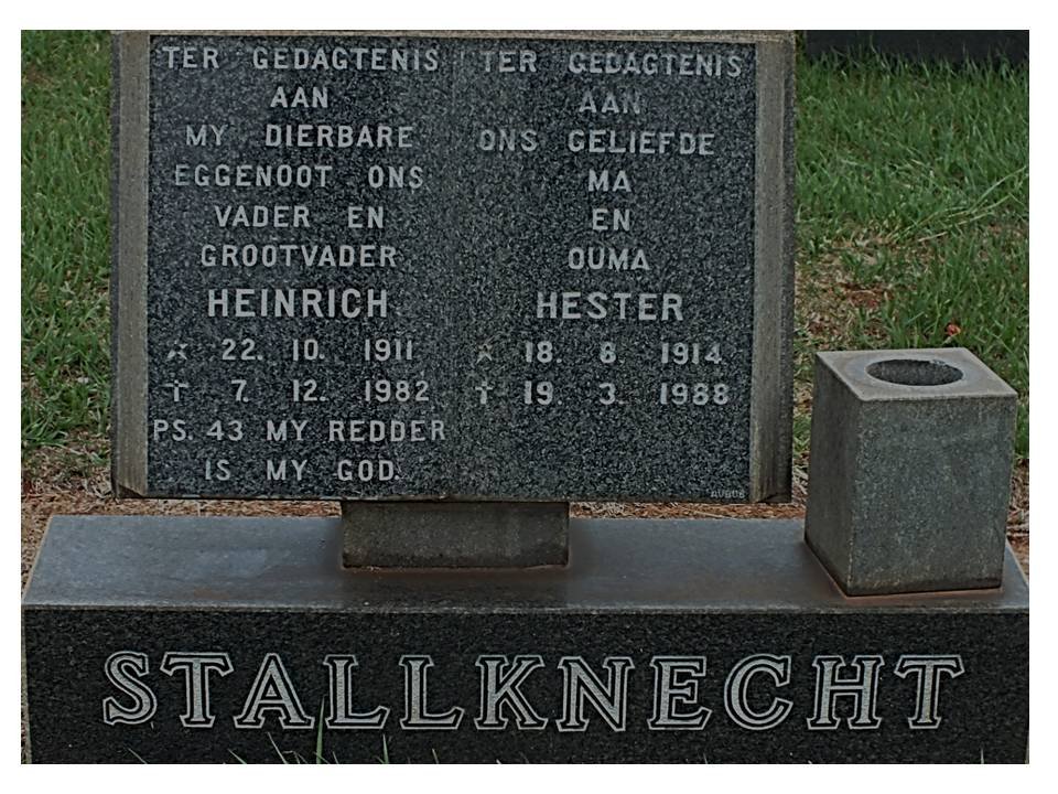 STALLKNECHT Heinrich 1911-1982 &amp; Hester 1914-1988