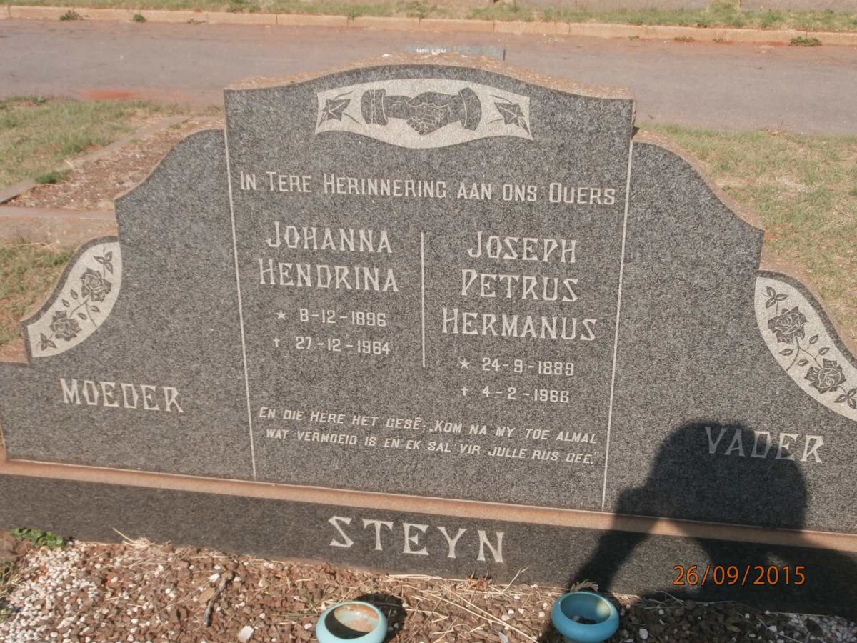 STEYN Joseph Petrus Hermanus 1889-1966 &amp; Johanna Hendrina 1896-1964