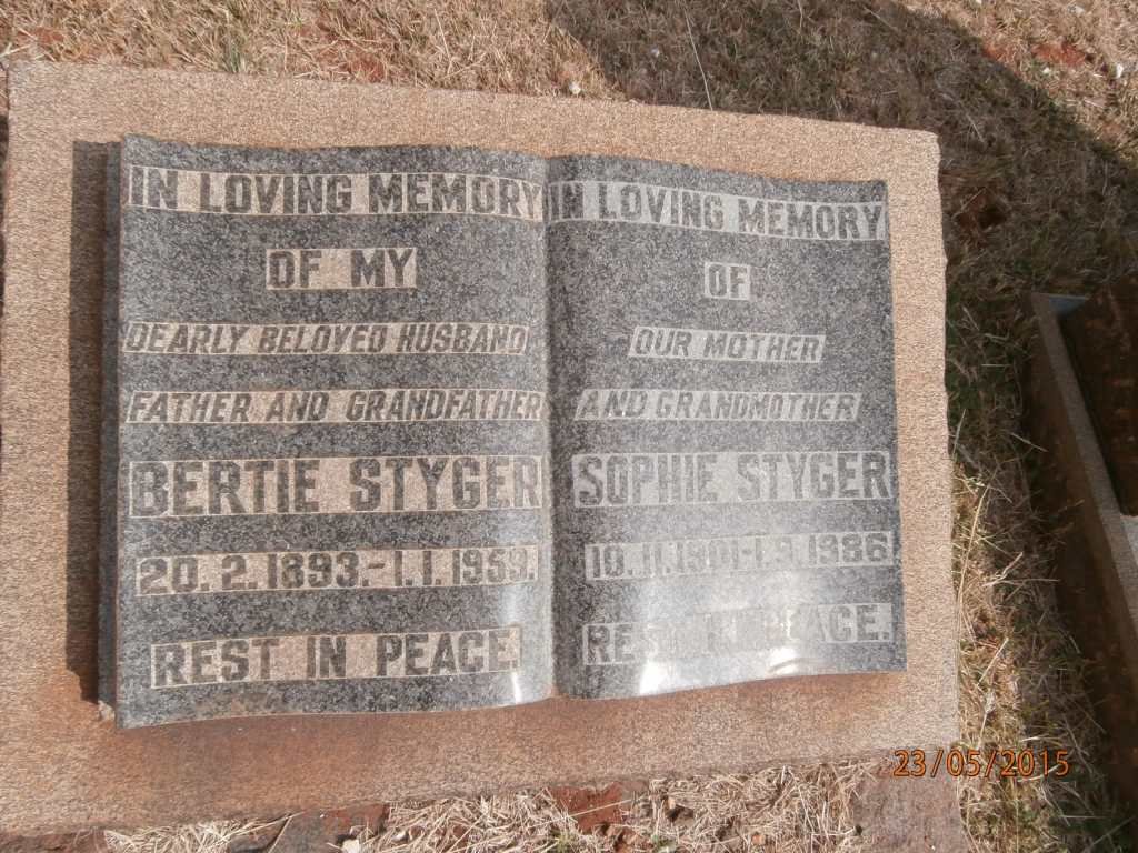 STYGER Bertie 1893-1959 &amp; Sophie 1901-1986