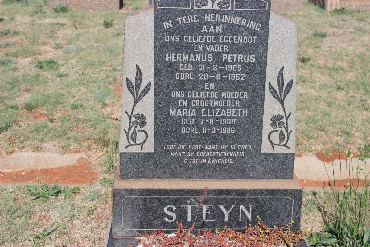 STEYN Hermanus Petrus 1905-1962 &amp; Maria Elizabeth 1909-1986