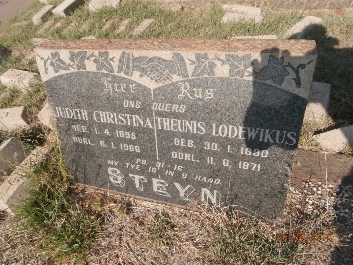 STEYN Theunis Lodewikus 1890-1971 &amp; Judith Christina 1895-1966