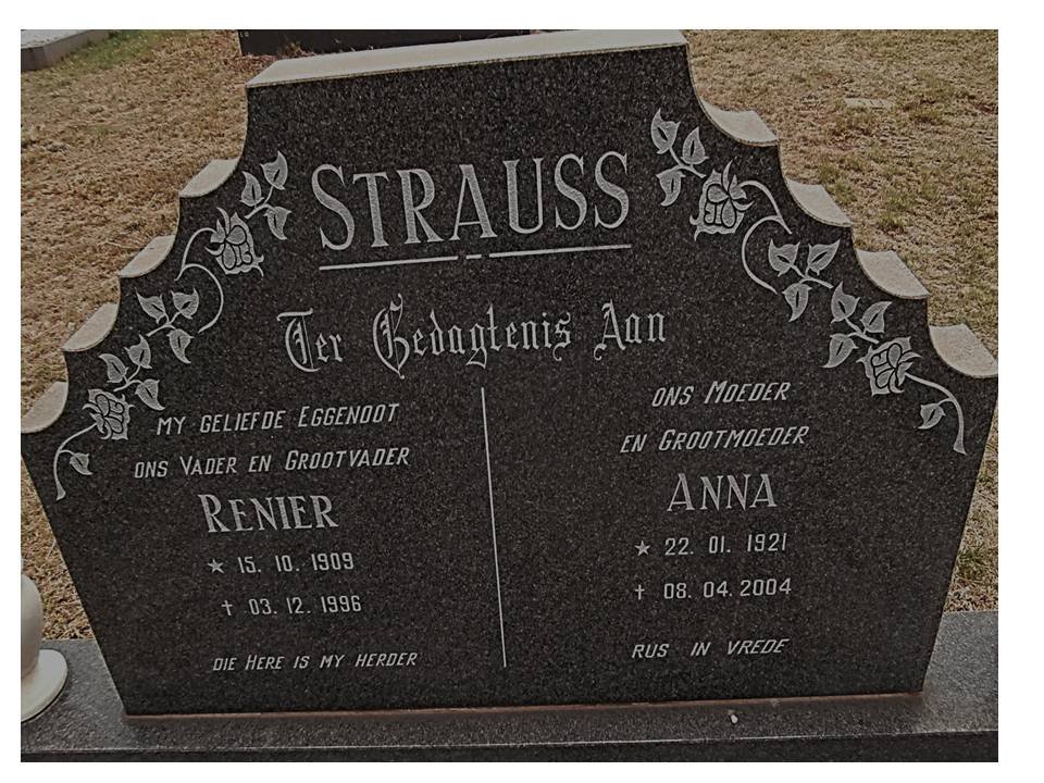STRAUSS Renier 1909-1996 &amp; Anna 1921-2004