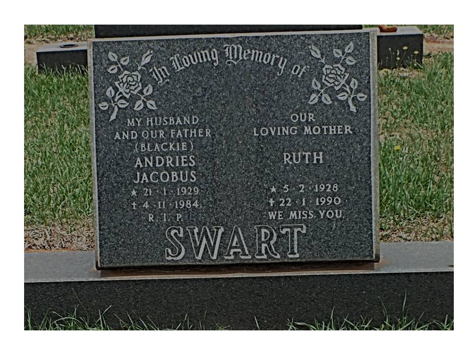 SWART Andries Jacobus 1929-1984 &amp; Ruth 1928-1990