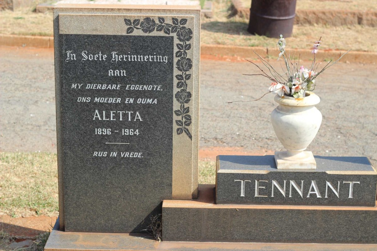 TENNANT Charles Sydney 1898-1999 &amp; Aletta 1896-1964