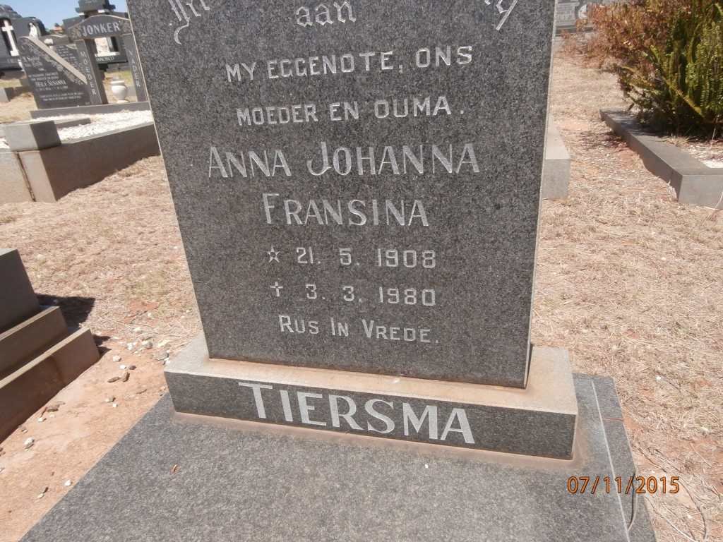 TIERSMA Anna Johanna Fransina 1908-1980
