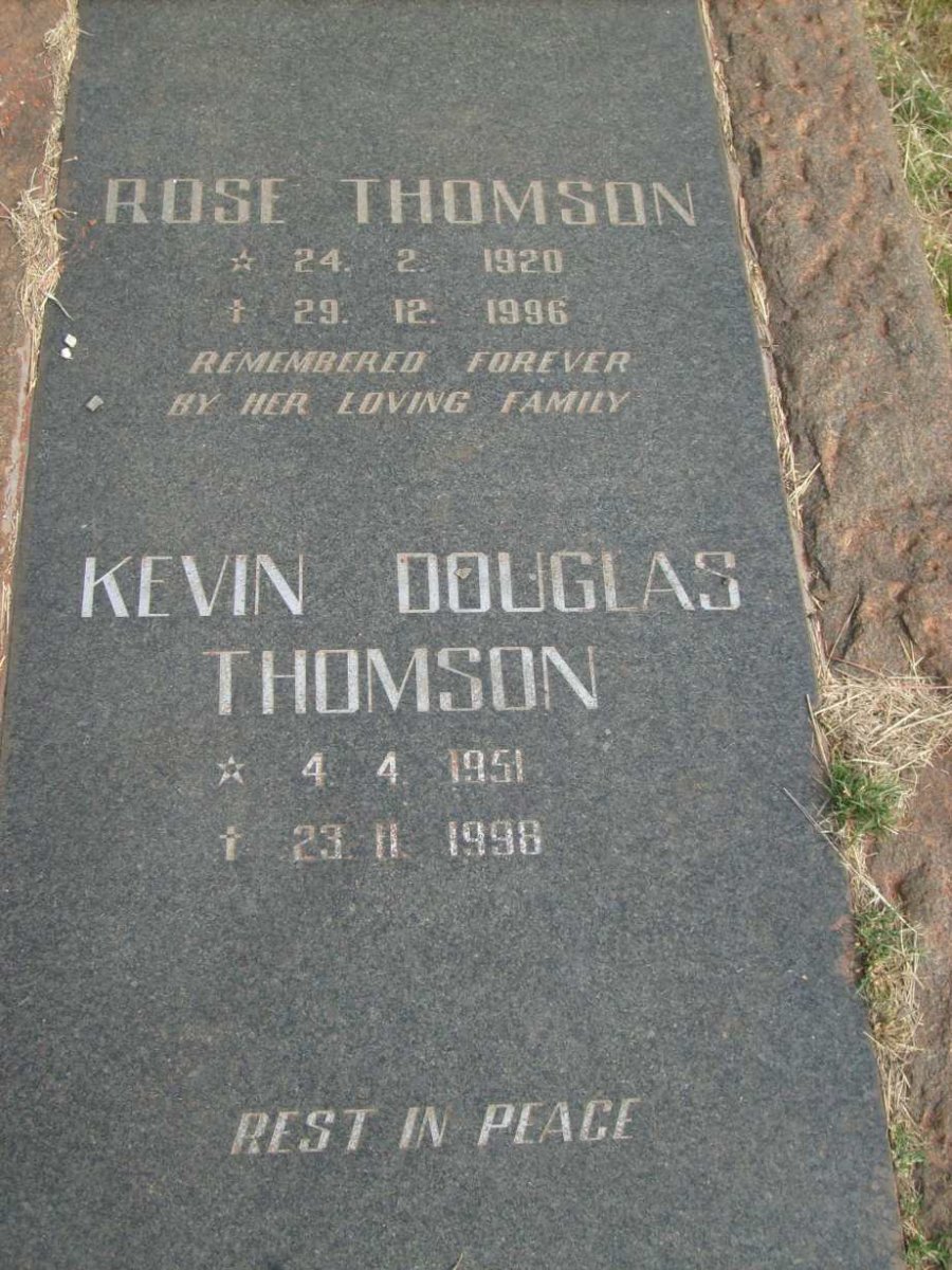 THOMSON Rose 1920-1996 :: THOMSON Kevin Douglas 1951-1998