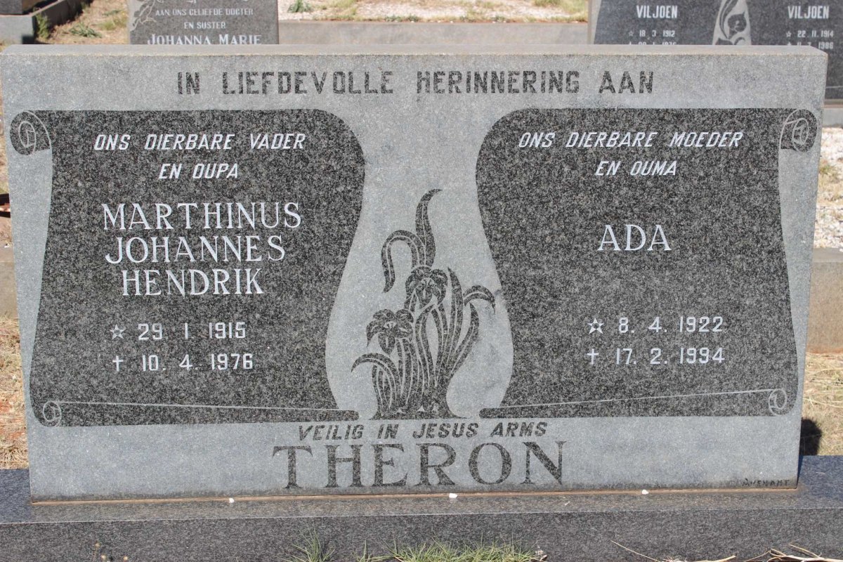 THERON Marthinus Johannes Hendrik 1915-1976 &amp; Ada 1922-1994