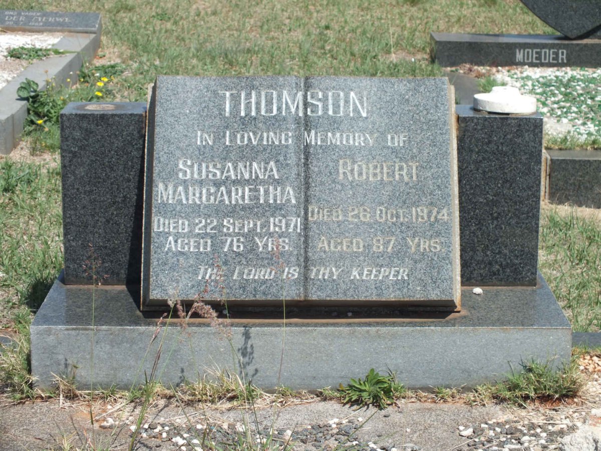 THOMSON Robert -1974 &amp; Susanna Margaretha -1971