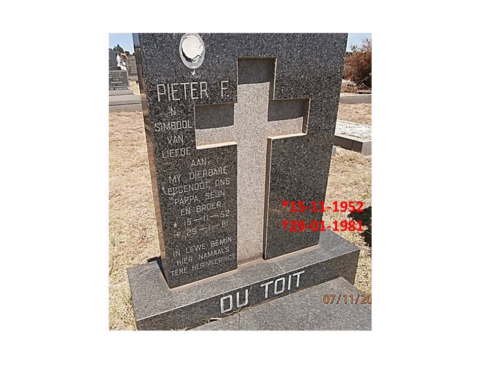 TOIT Pieter F., du 1952-1981