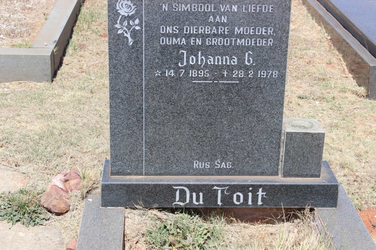 TOIT Johanna G., du 1895-1978