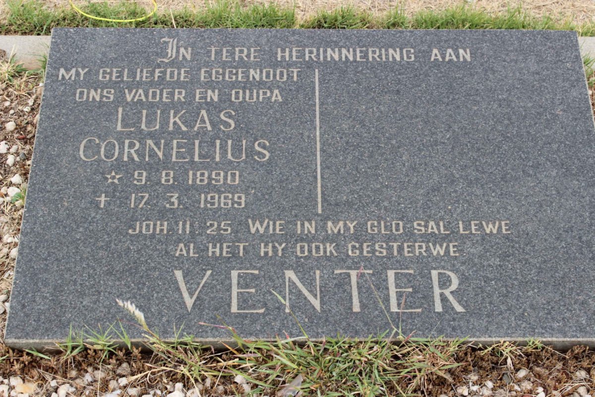 VENTER Lukas Cornelius 1890-1969