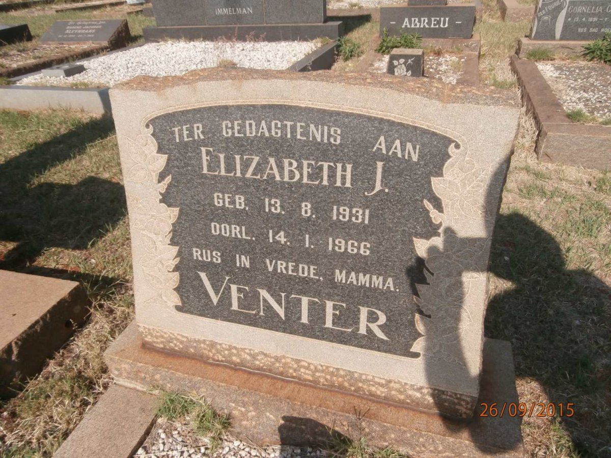 VENTER Elizabeth J. 1931-1966