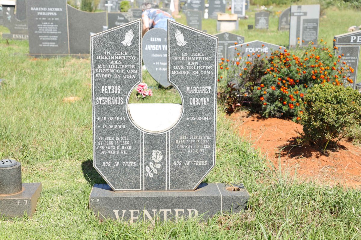 VENTER Petrus Stephanus 1945-2000 &amp; Margaret Dorothy 1948-