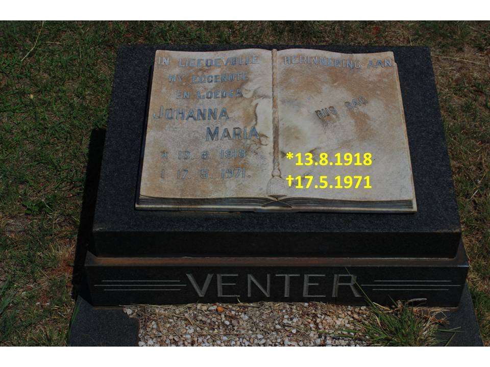 VENTER Johanna Maria 1918-1971