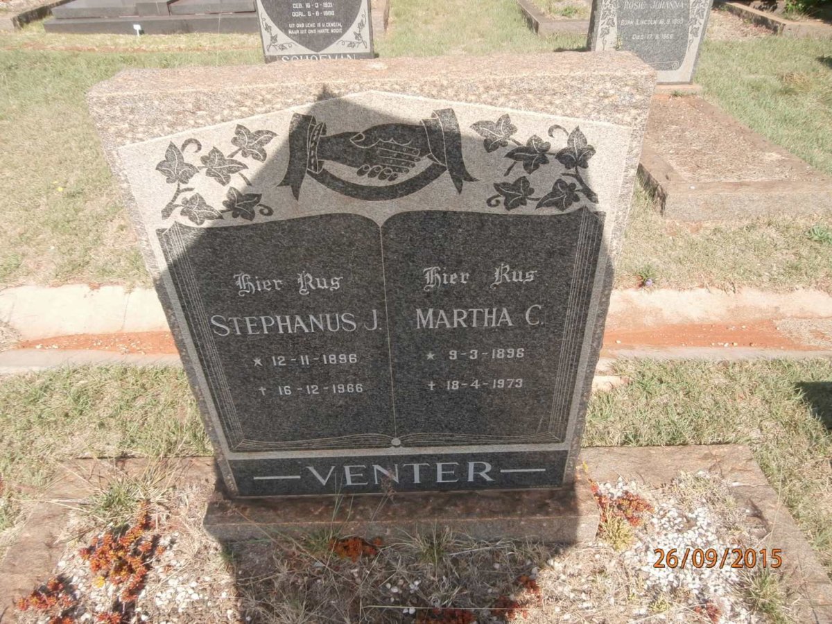 VENTER Stephanus J. 1896-1966 &amp; Martha C. 1896-1973