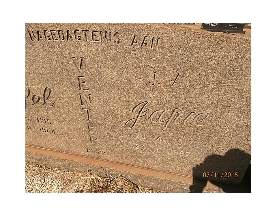 VENTER J.A. 1917-1997