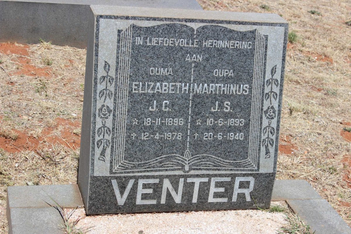 VENTER Marthinus J.S. 1893-1940 &amp; Elizabeth J.C. 1896-1978