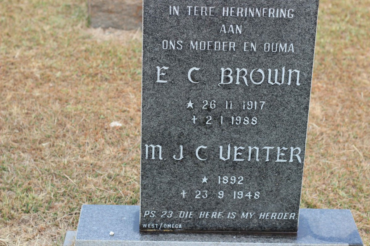 VENTER M.J.C. 1892-1948 :: BROWN E.C. 1917-1988