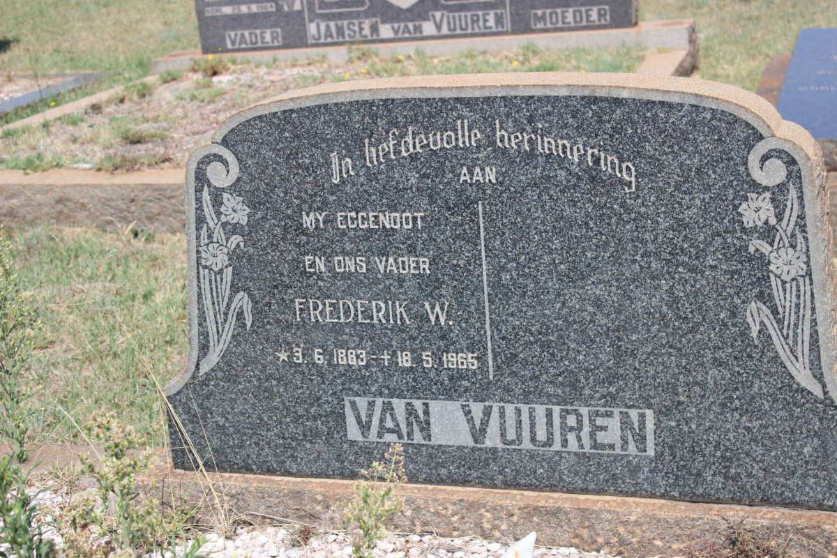VUUREN Frederik W., van 1883-1965