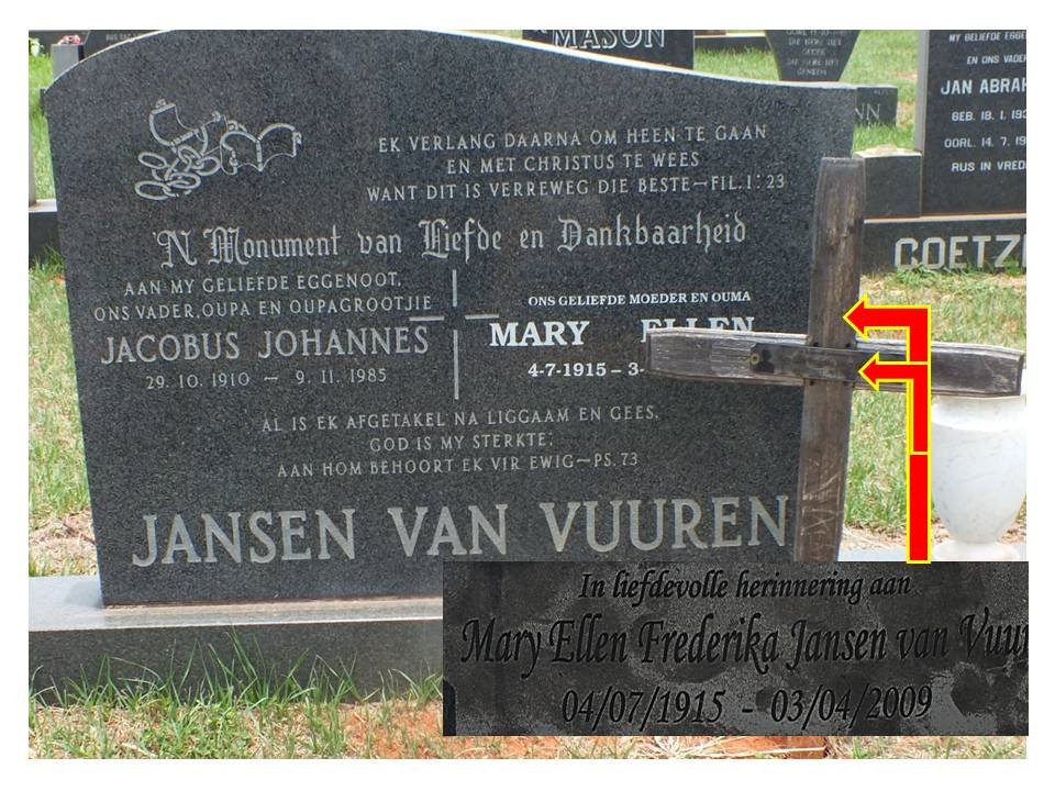 VUUREN Jacobus Johannes, Jansen van 1910-1985 &amp; Mary Ellen Frederika 1915-2009