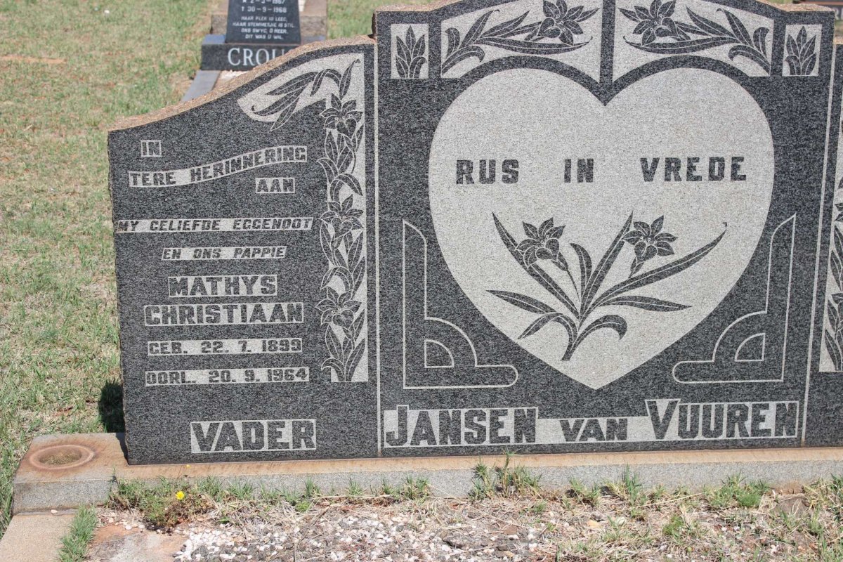 VUUREN Mathys Christiaan, Jansen van 1899-1964 &amp; Hilda Maria RUSSELL 1910-1974