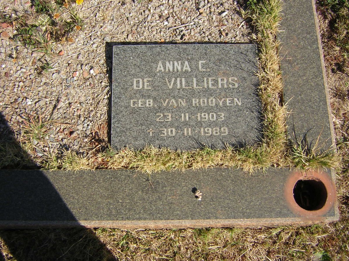 VILLIERS Anna C., de nee VAN ROOYEN 1903-1989