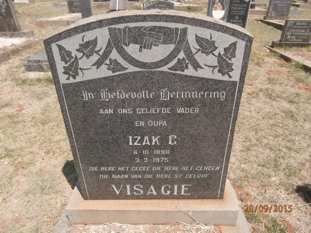 VISAGIE Izak C. 1898-1975