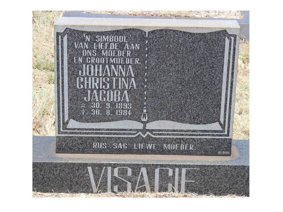 VISAGIE Johanna Christina Jacoba 1893-1984