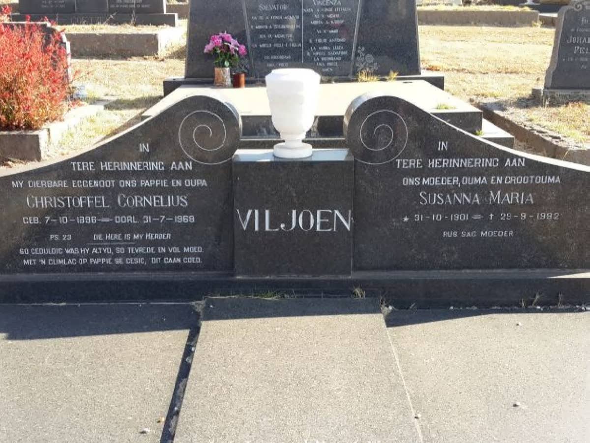 VILJOEN Christoffel Cornelius 1896-1968 &amp; Susanna Maria 1901-1992 :: DU PLOOY W.J. 1922-2001