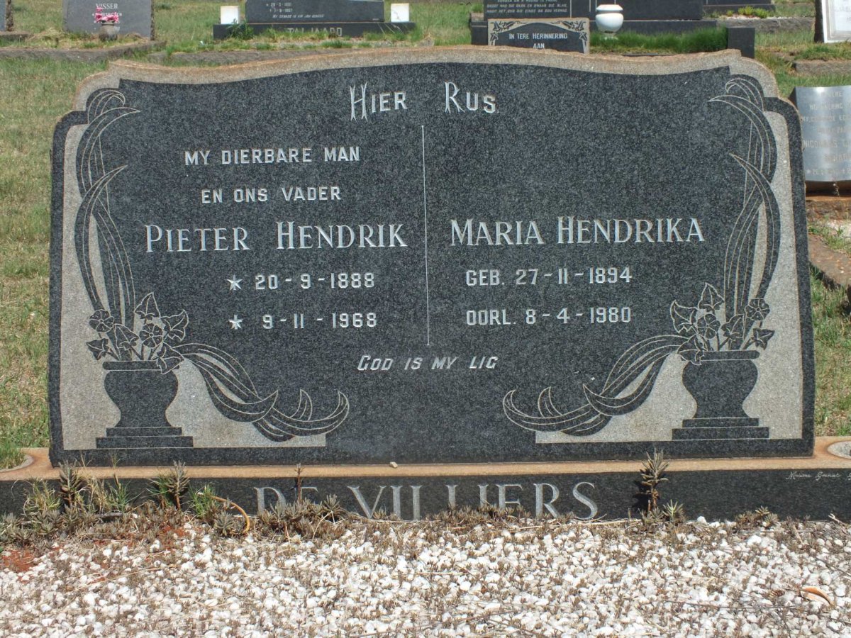 VILLIERS Pieter Hendrik, de 1888-1968 &amp; Maria Hendrika 1894-1980