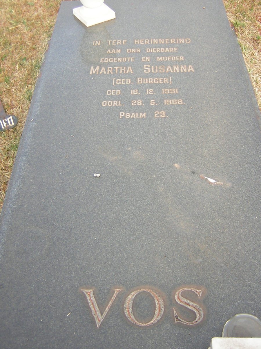 VOS Martha Susanna nee BURGER 1931-1968