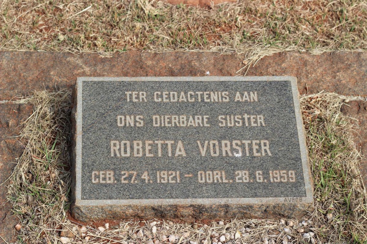 VORSTER Robetta 1921-1959