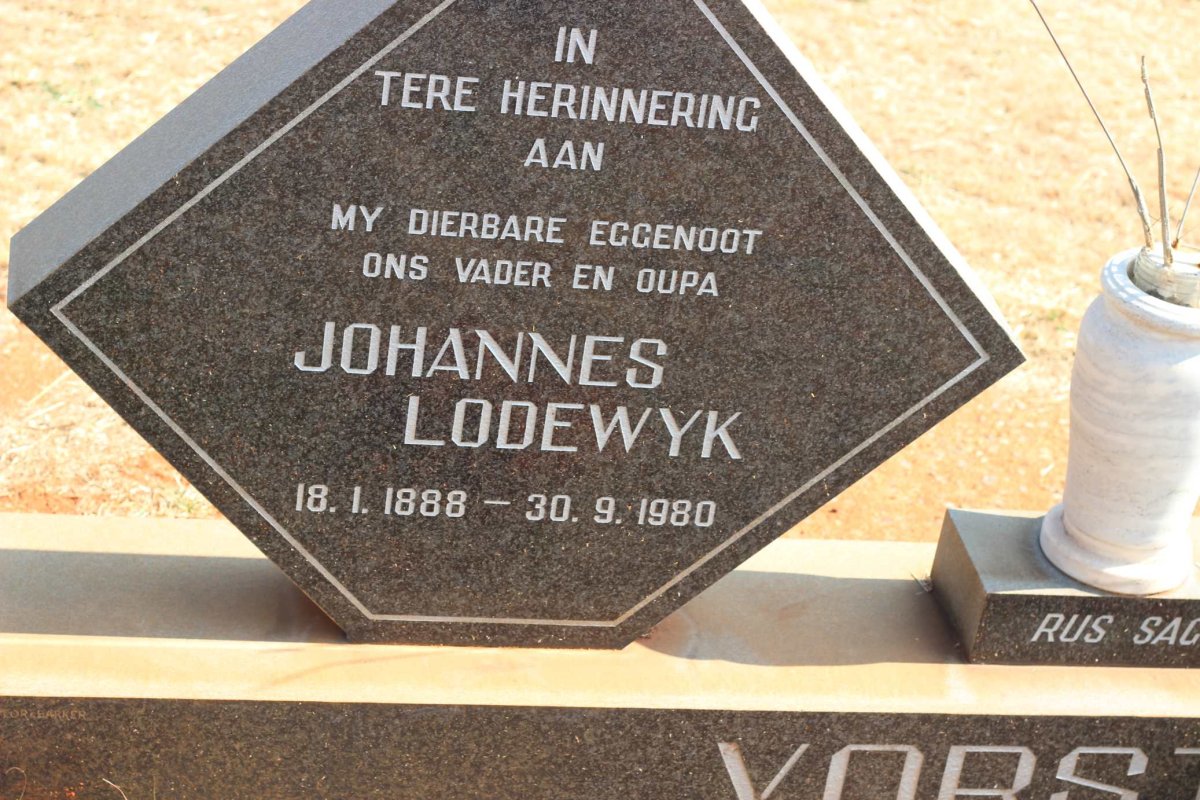 VORSTER Johannes Lodewyk 1888-1980
