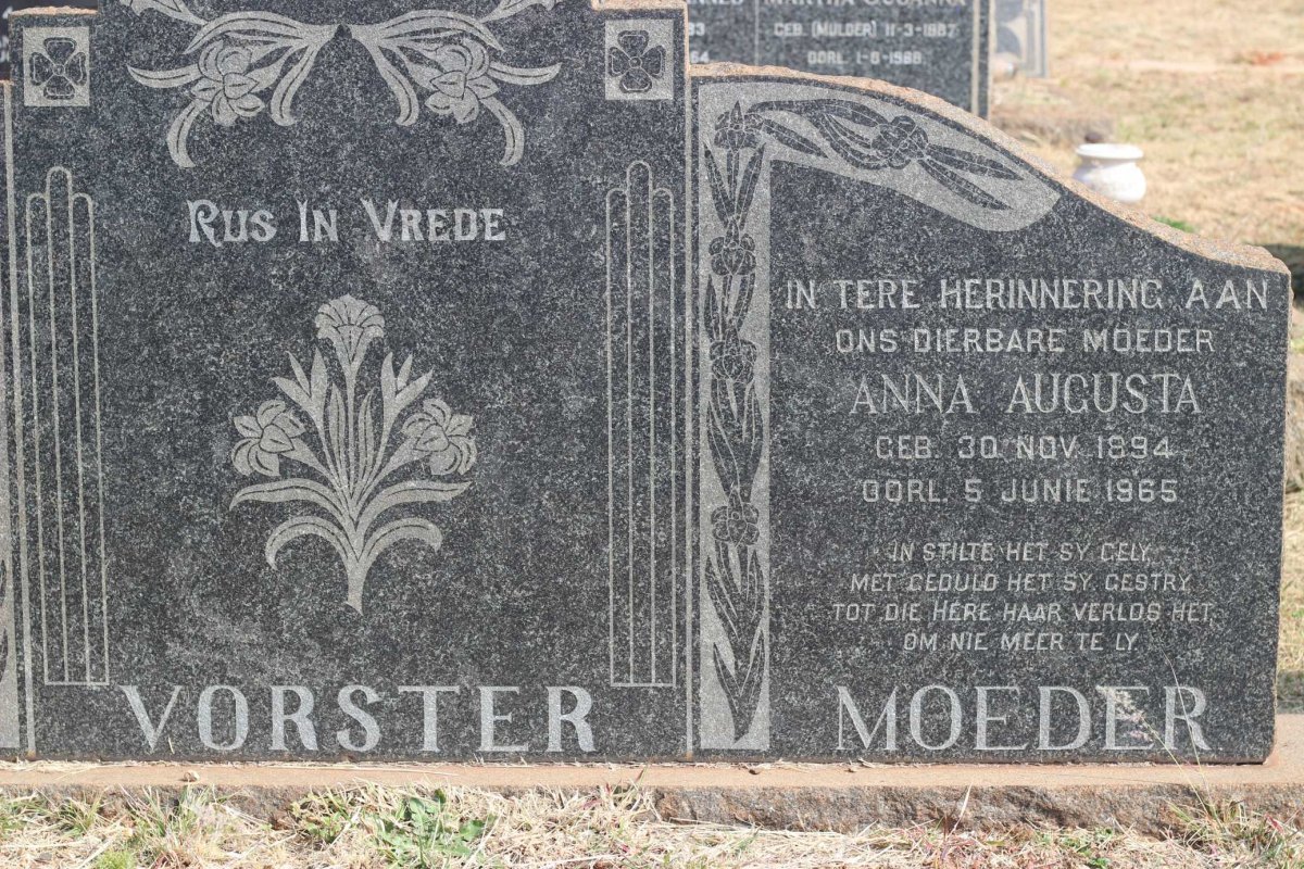 VORSTER Johannes L. 1888-1961 &amp; Anna Augusta 1894-1965