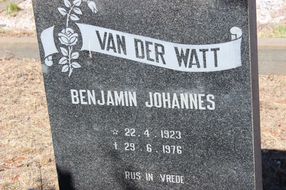 WATT Benjamin Johannes, van der 1923-1976