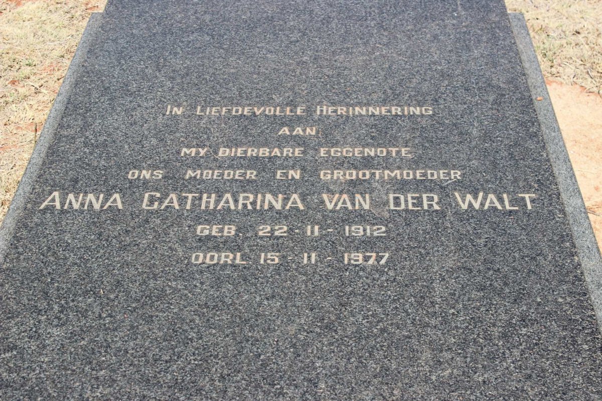WALT Anna Catharina, van der 1912-1977
