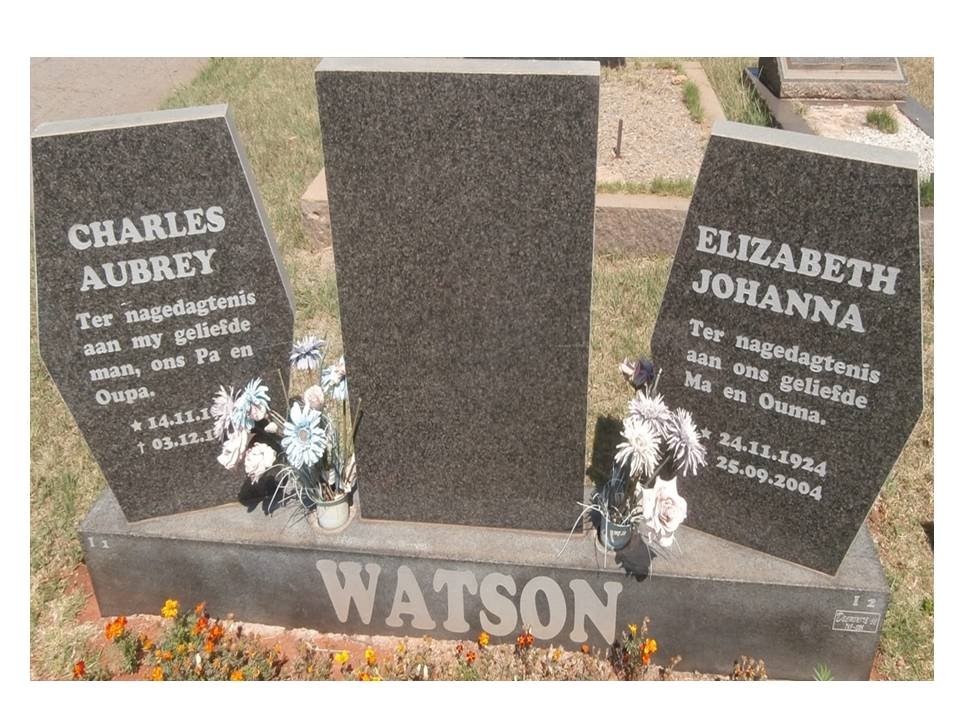 WATSON Charles Aubrey &amp; Elizabeth Johanna 1924-2004