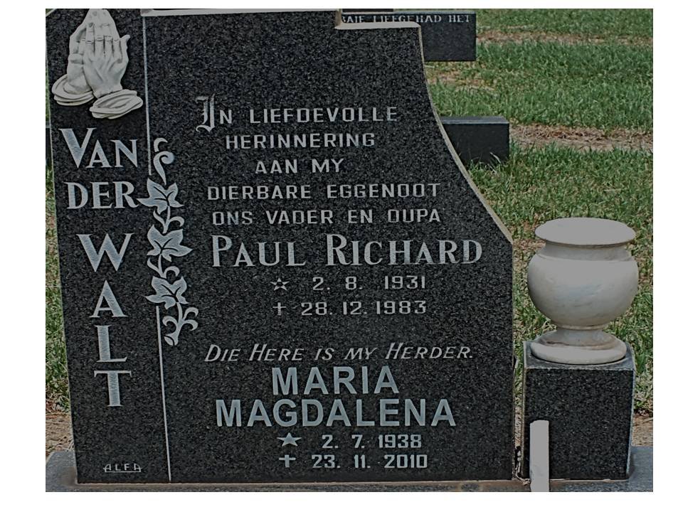WALT Paul Richard, van der 1931-1983 &amp; Maria Magdalena 1938-2010