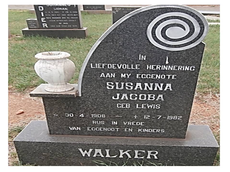 WALKER Susanna Jacoba nee LEWIS 1908-1982