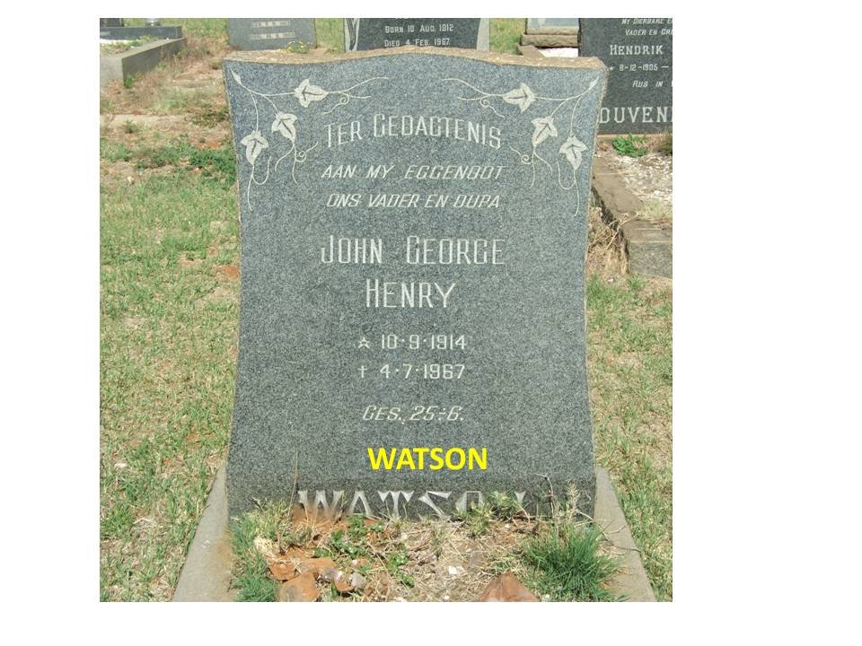 WATSON John George Henry 1914-1967