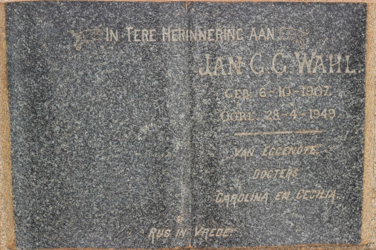 WAHL Jan G.G. 1907-1949