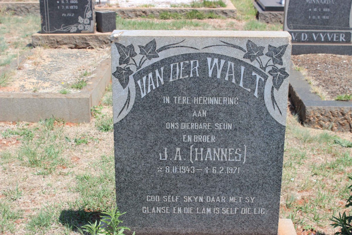 WALT J.A., van der 1943-1971