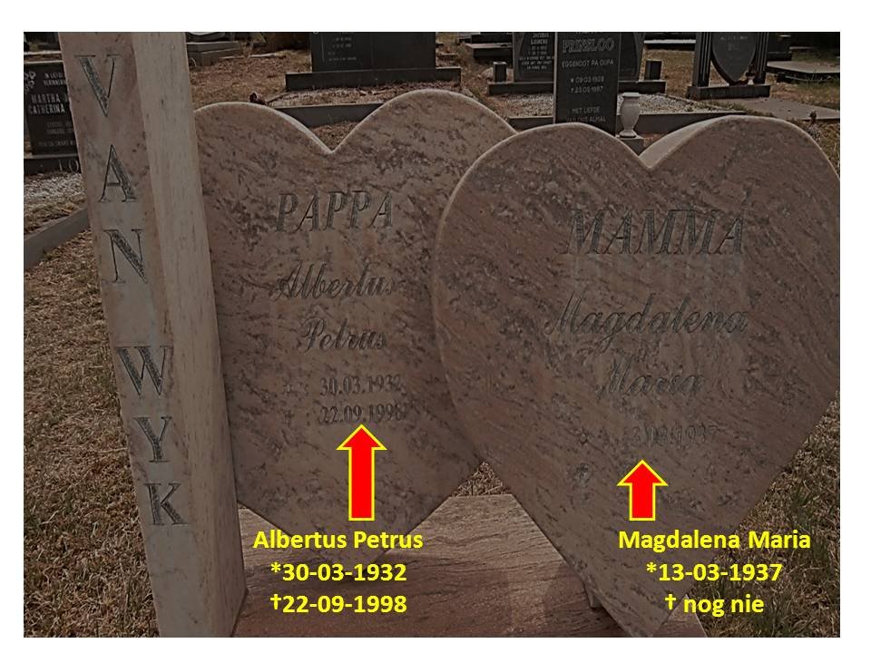 WYK Albertus Petrus, van 1932-1998 &amp; Magdalena Maria 1937-