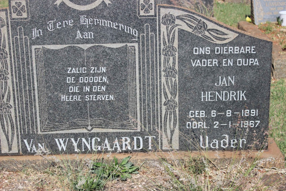 WYNGAARDT Jan Hendrik, van 1891-1967